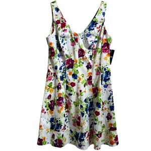Chaps Colorful Floral V-neck Midi Dress Women’s Size 16 NWT